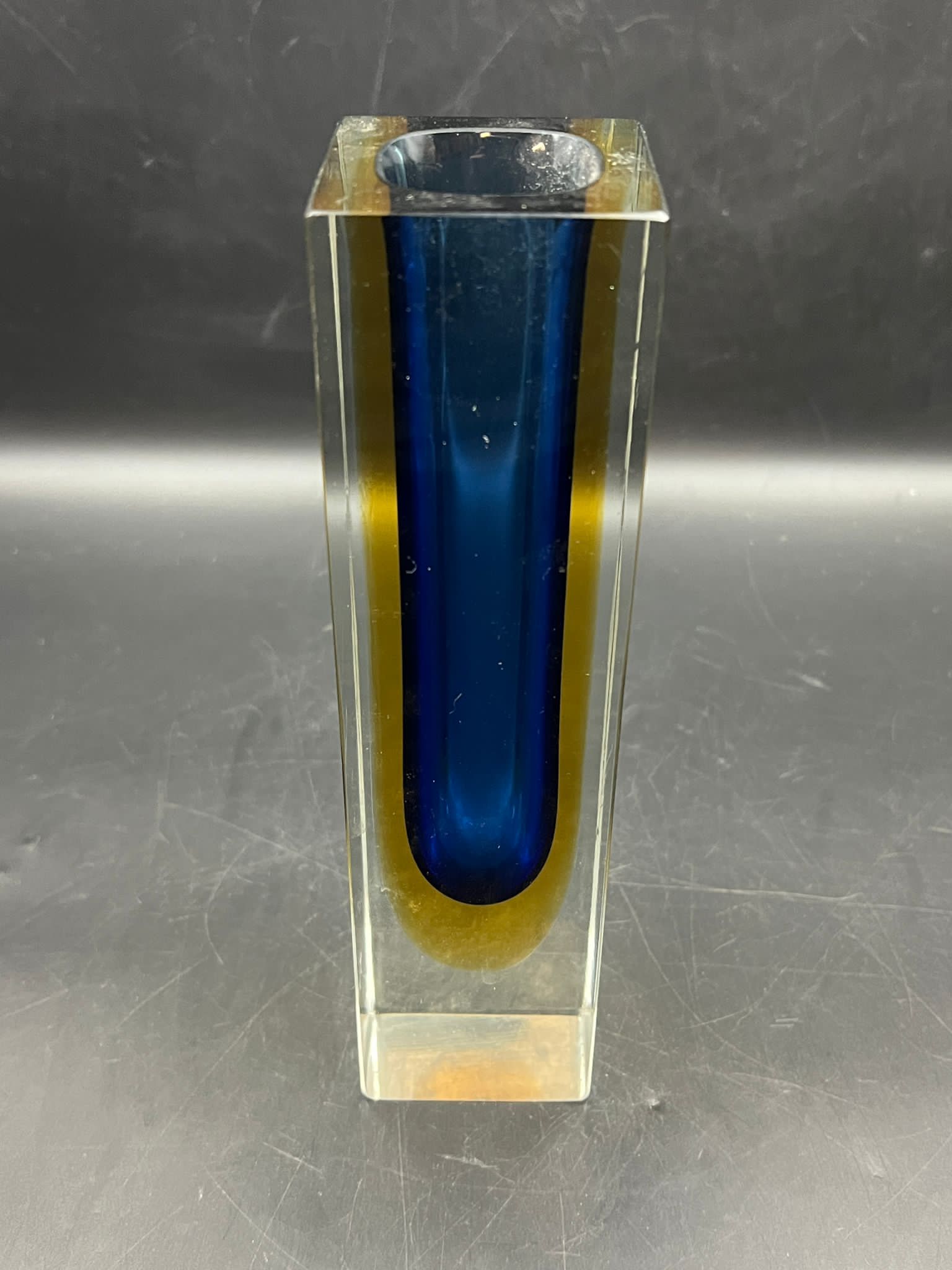 A Murano Sommerso glass, blue and yellow H 22cm