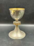 Christopher Nigel Lawrence A textured silver chalice or large goblet with additional silver gilt and