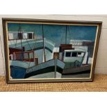 Jack Pender 'Trawlers 90' oil on board (Framed 100cm x 69cm)