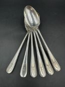 A set of six silver spoons, hallmarked for Birmingham 1915 by Elkington & Co Ltd (Approximate
