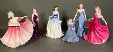 A selection of six porcelain ladies, various makers to include Royal Worcester, Coalport and Royal