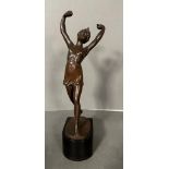 A semi nude bronze of a lady signed O.Hoffman