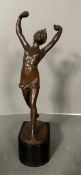 A semi nude bronze of a lady signed O.Hoffman