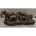 Bronze A herd of elephants in the manner of Robert Glenn (67cm x 27cm H)