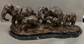 Bronze A herd of elephants in the manner of Robert Glenn (67cm x 27cm H)