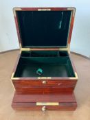 William IV military campaign box, the interior of the box is lined with green velvet and leather