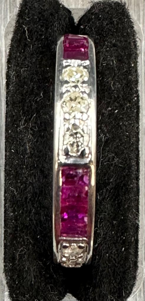 18 carat white gold ruby and diamond eternity ring. - Image 3 of 3