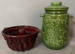Two West German ceramics, a Rumtopf and a Gugelhupf Mould