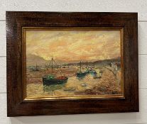 An original oil on board 'Summer Evening, Leigh on Sea signed bottom right. (45cm x 35cm framed)