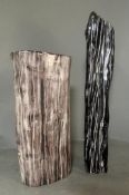 Two pieces of decorative polished marble Tallest 72cm.