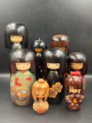 A selection of Japanese Kokeshi dolls