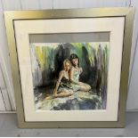 Gordon King watercolour of two ladies (Framed Size 85cm x 88cm)