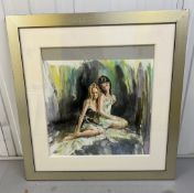 Gordon King watercolour of two ladies (Framed Size 85cm x 88cm)