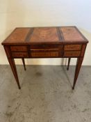 A Louis style geometric marquetry dressing table rectangular top opening to fitted interior and