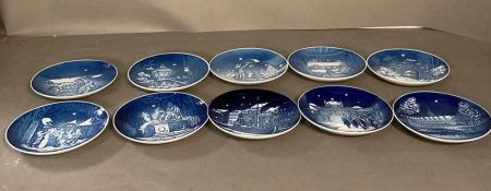 A selection of ten Bing and Grondahl Christmas plates 1982-1991