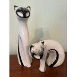 Two china Art sculpture of cats (H33cm)