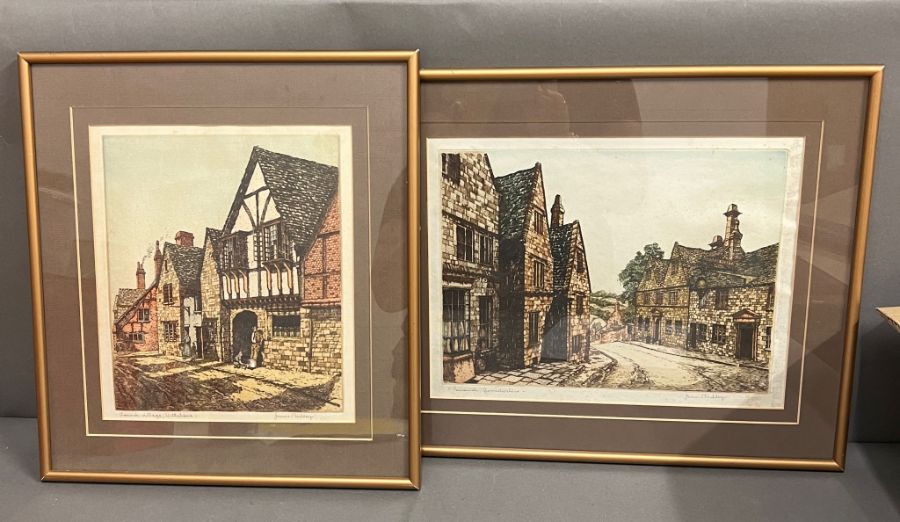 Two etching one of Gloucestershire and one of Wiltshire both signed James Priddey