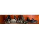 A large selection of bronze effect and stone cat statues by various makers most signed Jana,