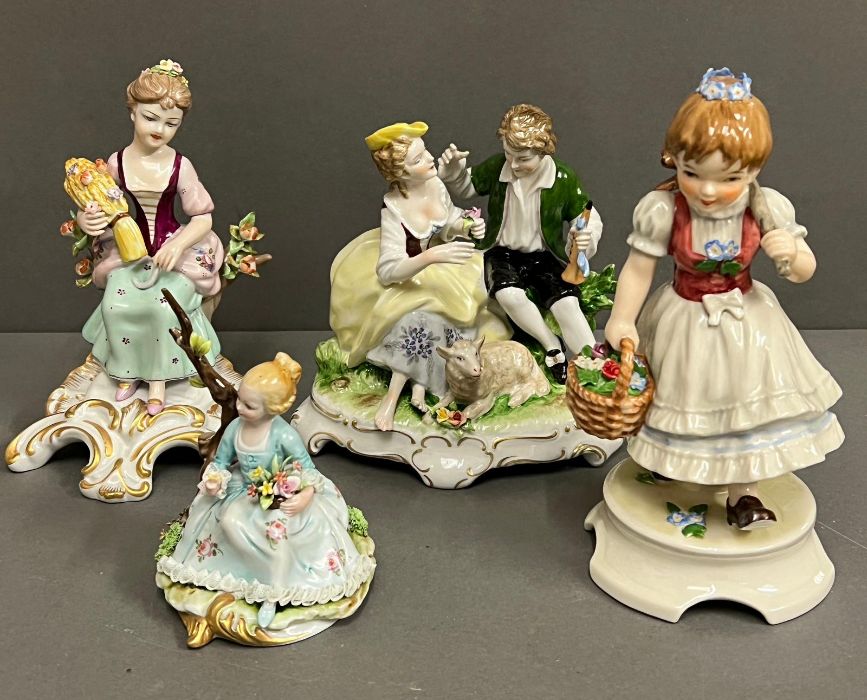 Four porcelain figures various markers