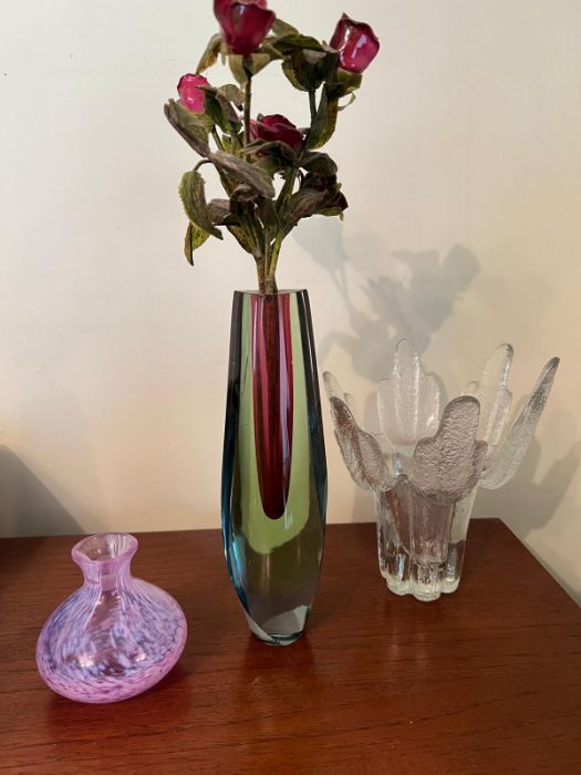 Three pieces of Art glass vases