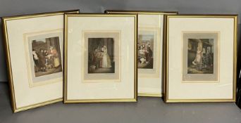 A selection of nine framed tinted etchings signed in pencil Edward Stodart