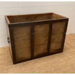 A large wooden steel banded crate (49cm x 63cm x 90cm)