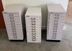 Three filing cabinets, two by Bisley