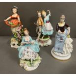 Four porcelain figures, various markers