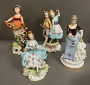 Four porcelain figures, various markers