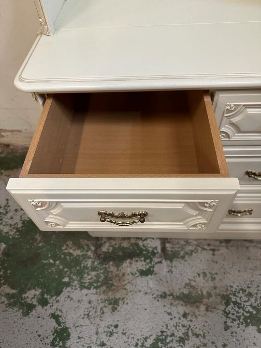 A white painted dresser with four shelves and two over two drawers under by Olympus (H224cm W77cm - Image 2 of 4