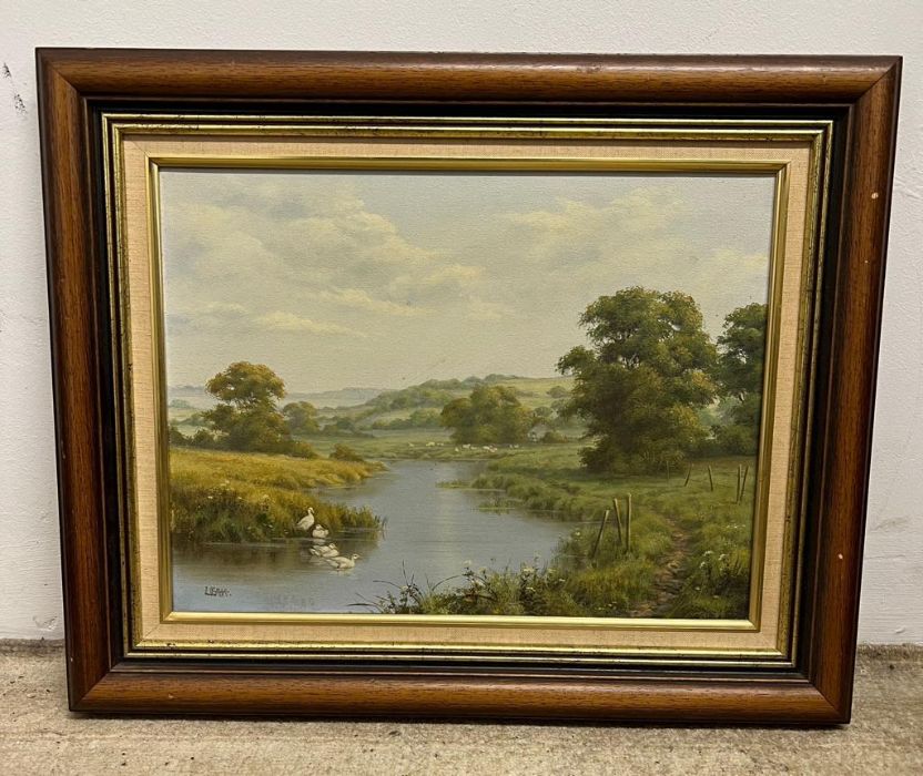 An oil on canvas of a river landscape in Ireland, Signed bottom left "Leah"