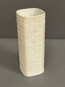 A Rosenthal German Studio line small vase with graphic decoration of white biscuit porcelain (H17.