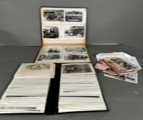 A selection of Vintage postcards, various themes loose and in two albums including World War I and