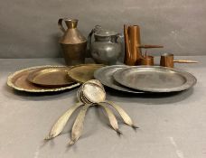 A selection of Antique metalware to include to include Chinese, pewter etc