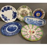 Seven mixed vintage plates various makers