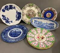 Seven mixed vintage plates various makers