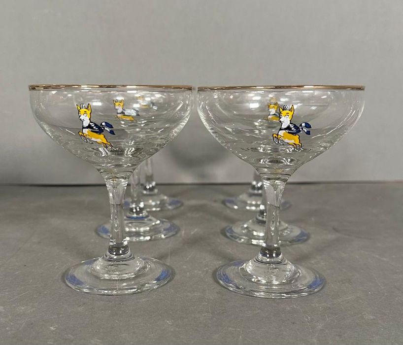 A set of six Babycham coupes