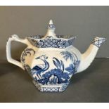 A wood and son blue and white Yuan teapot and a blue and white sauce boat