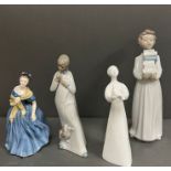 Four china figures to include Royal Doulton and Nao