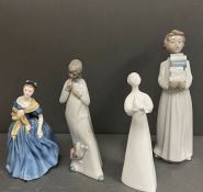 Four china figures to include Royal Doulton and Nao