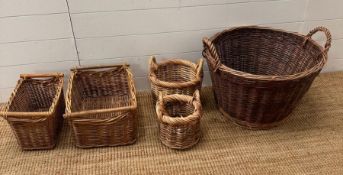 A selection of wicker baskets (5) various styles and shapes.