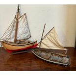 Two model sailing boats (H50cm W40cm)