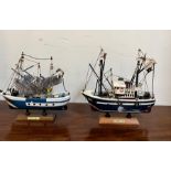 Two model travelers boats "Flying Lady and Trawler" (H26cm W26cm)