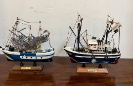 Two model travelers boats "Flying Lady and Trawler" (H26cm W26cm)