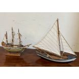 Two model sailing boats (35cm x 35cm)