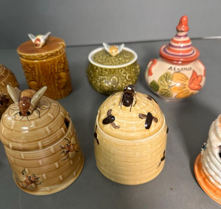 A collection of china honey pots and a salt and pepper shaker, various makers and marks - Image 2 of 5