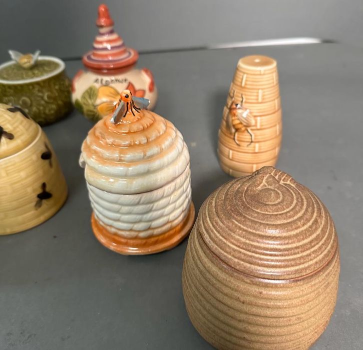 A collection of china honey pots and a salt and pepper shaker, various makers and marks - Image 5 of 5