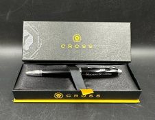 A Cross fountain pen with the Hargreaves and Lansdown logo on, boxed.