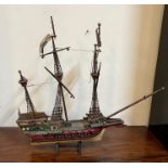 A wooden Galleon ship (H64cm W70cm)