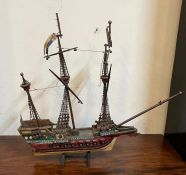 A wooden Galleon ship (H64cm W70cm)